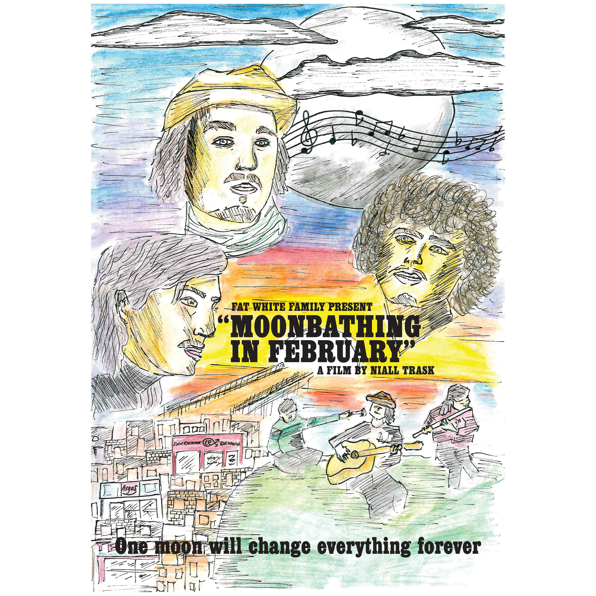 Moonbathing FAT WHITE FAMILY - Moonbathing in February Poster – Dash The Henge Store
